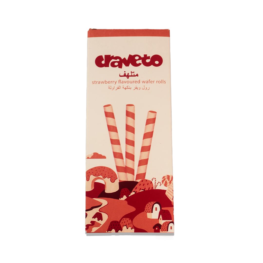 CRAVETO STRAWBERRY FLAVOURED WAFER ROLLS 40 GM