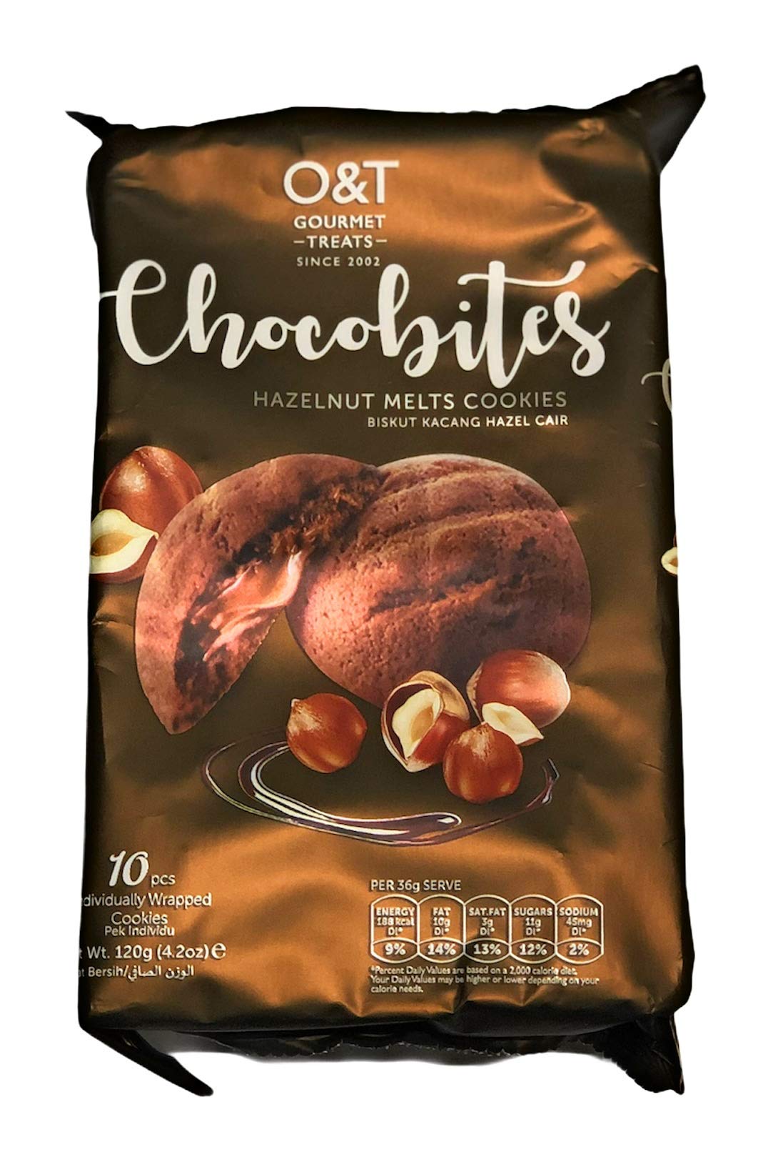 O AND T CHOCOLATE HAZELNUT MELTS COOKIES 10 PCS