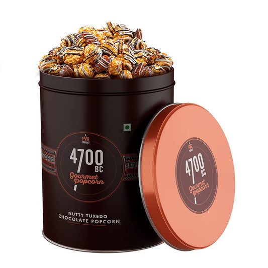 4700BC MINI TIN NUTTY TUXEDO CHOCOLATE POPCORN 150 GM