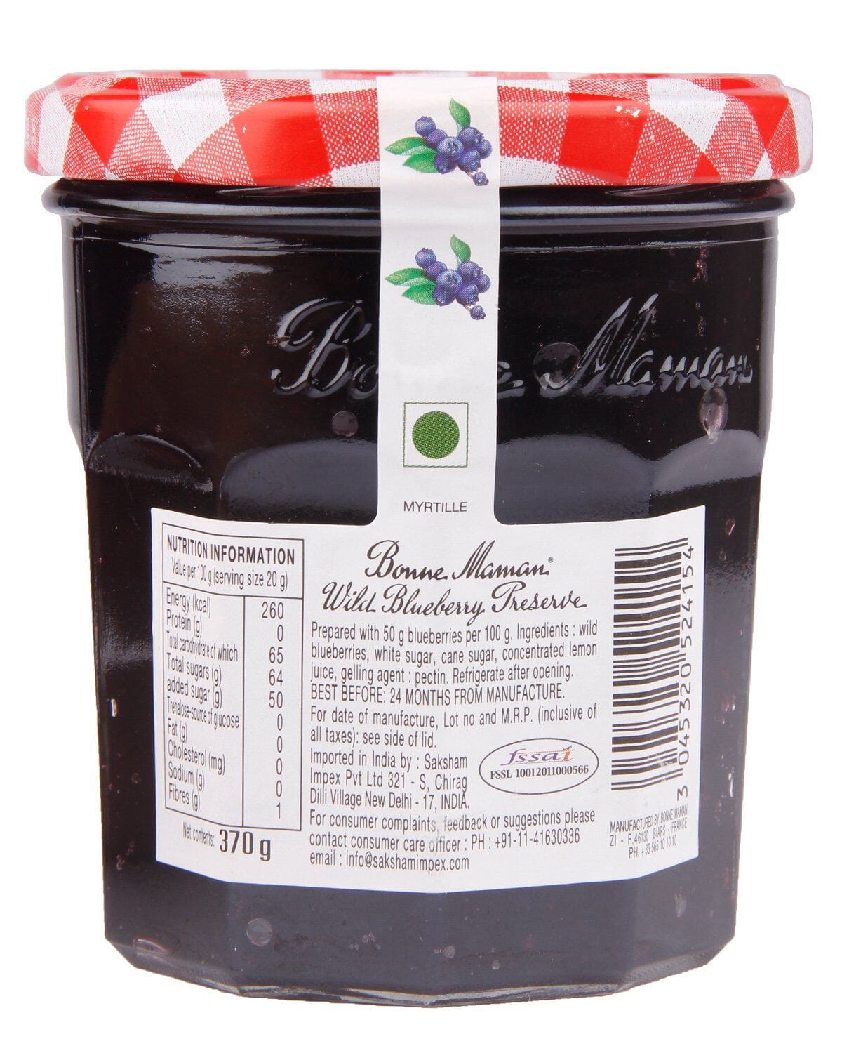 BONNE MAMAN WIID BLUEBERRY PRESERVE 370 GM