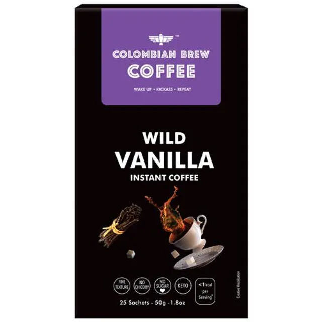 COLOMBIAN BREW COFFE WILD VANILLA 50GM INSTANT COFFEE