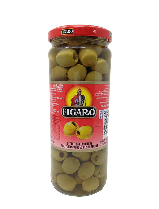 FIGARO PITTED GREEN OLIVES 420GM