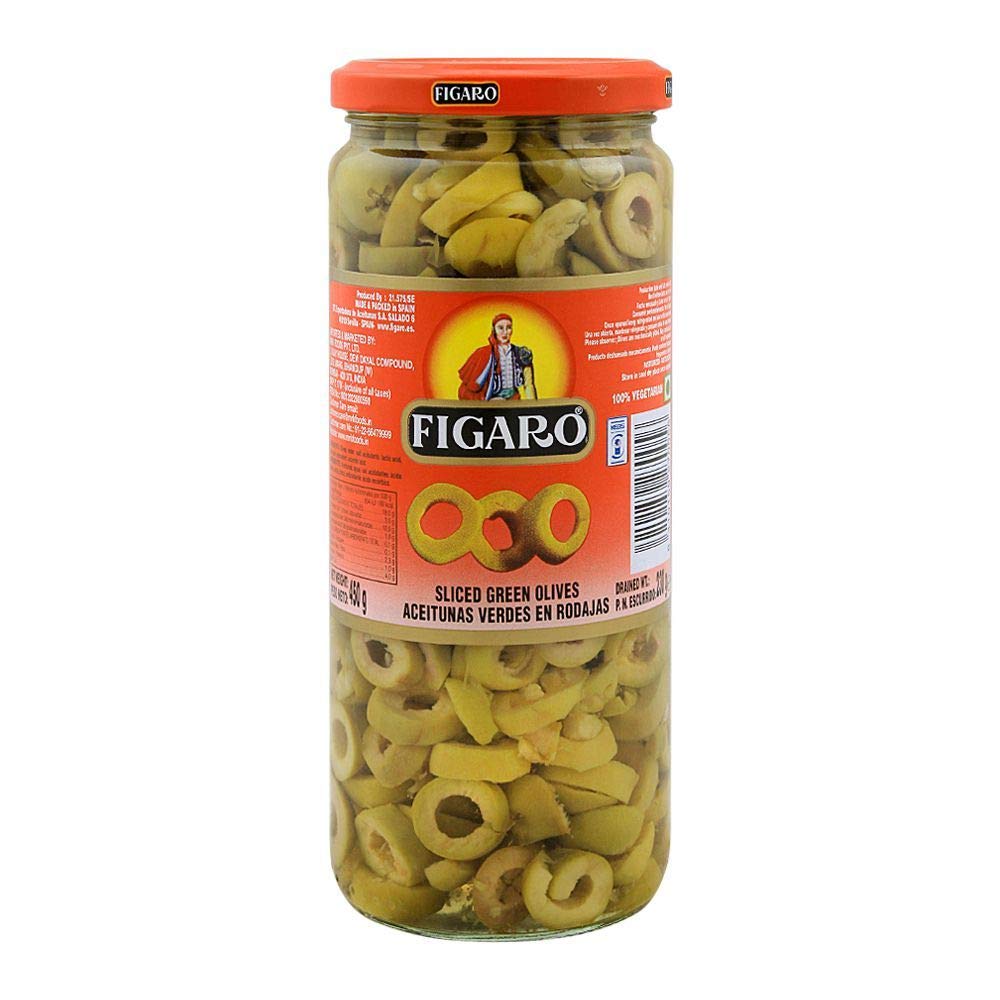 FIGARO SLICED GREEN OLIVES 450GM