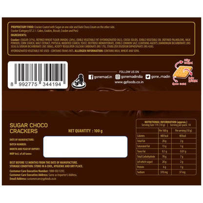 GONE MAD GERY CHOCOLATE CRACKERS 126 GM