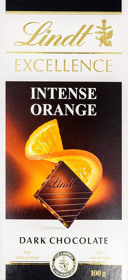 LINDT EXCELLENCE ORANGE INTENSE DARK CHOCOLATE 100GM