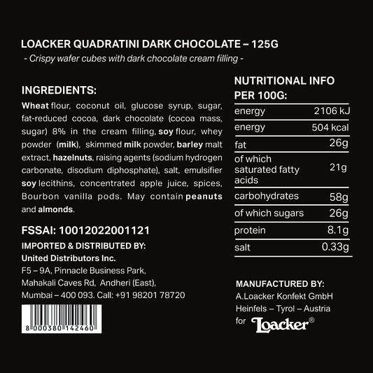 LOACKER DARK CHOCOLATE 125 GM