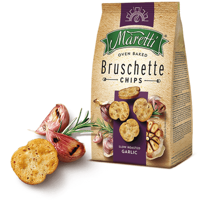 MARETTI BRUSCHETTE CHIPS GARLIC 70GMS