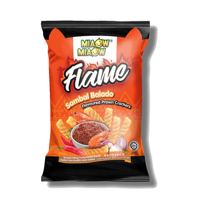 MIAOW MIAOW FLAME SAMBAL BALADO PRAWN FLAVOURED CRACKERS 60GM