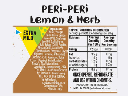 NANDOS LEMON HERBS EXTRA MILD PERI PERI 250GM