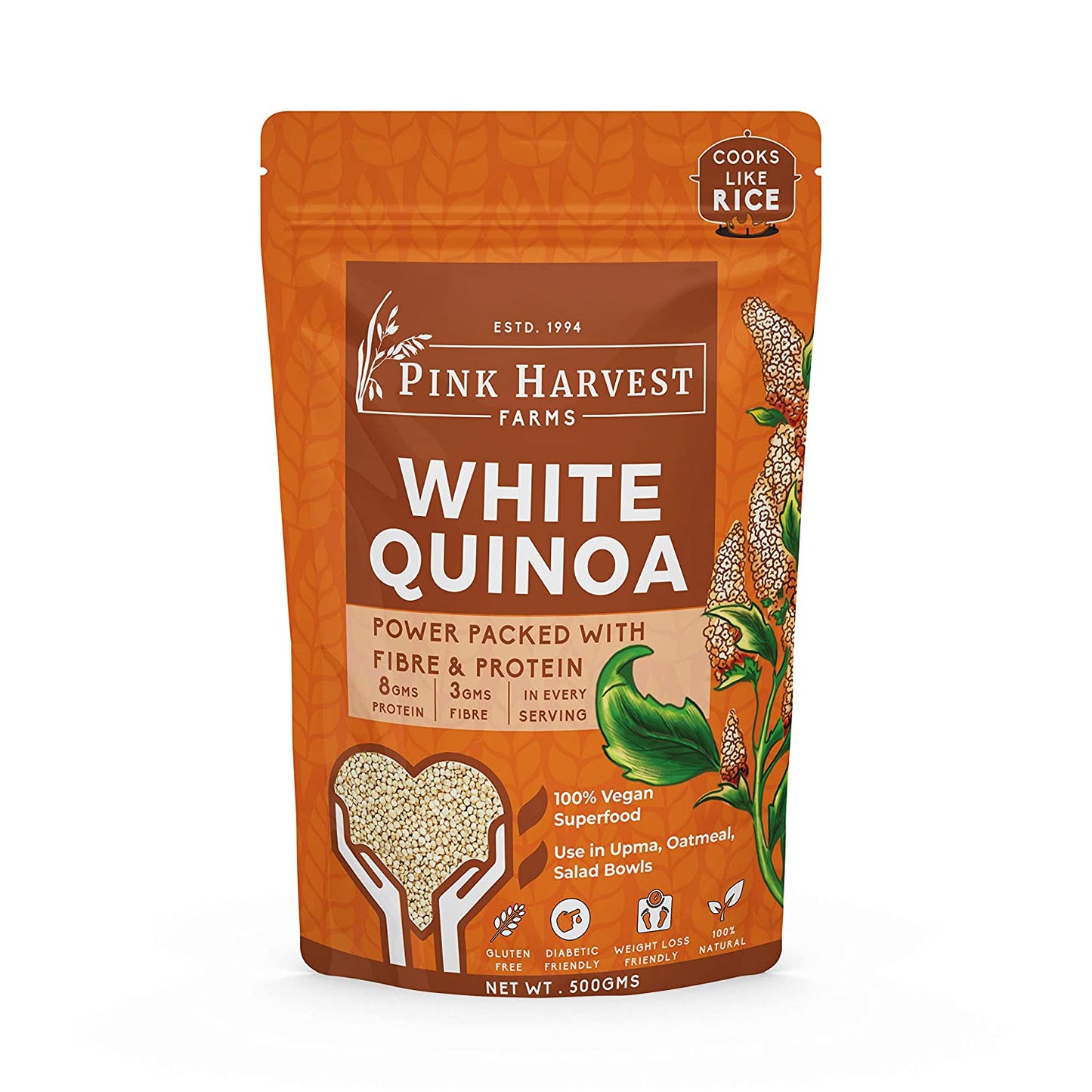 PINK HARVEST GLUTEN FREE WHITE QUINOA 500GM