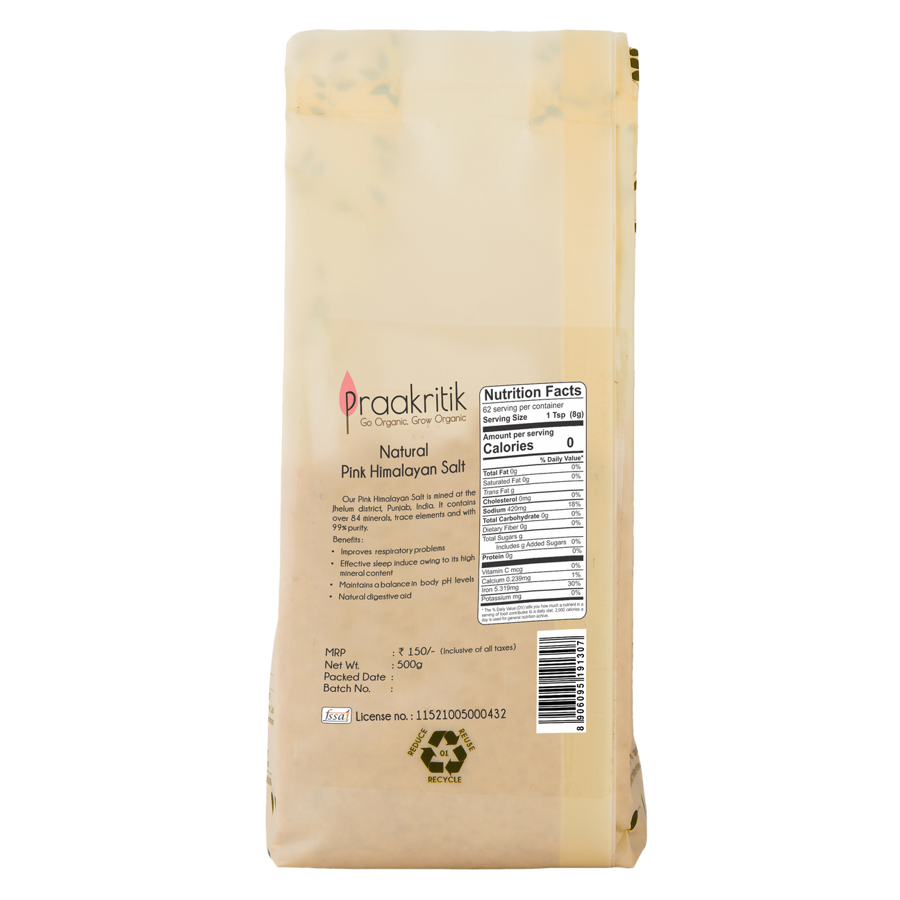 PRAAKRITIK HIMALAYAN PINK SALT 500 GM