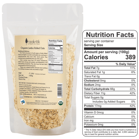 PRAAKRITIK JUMBO ROLLED OATS 500 GM