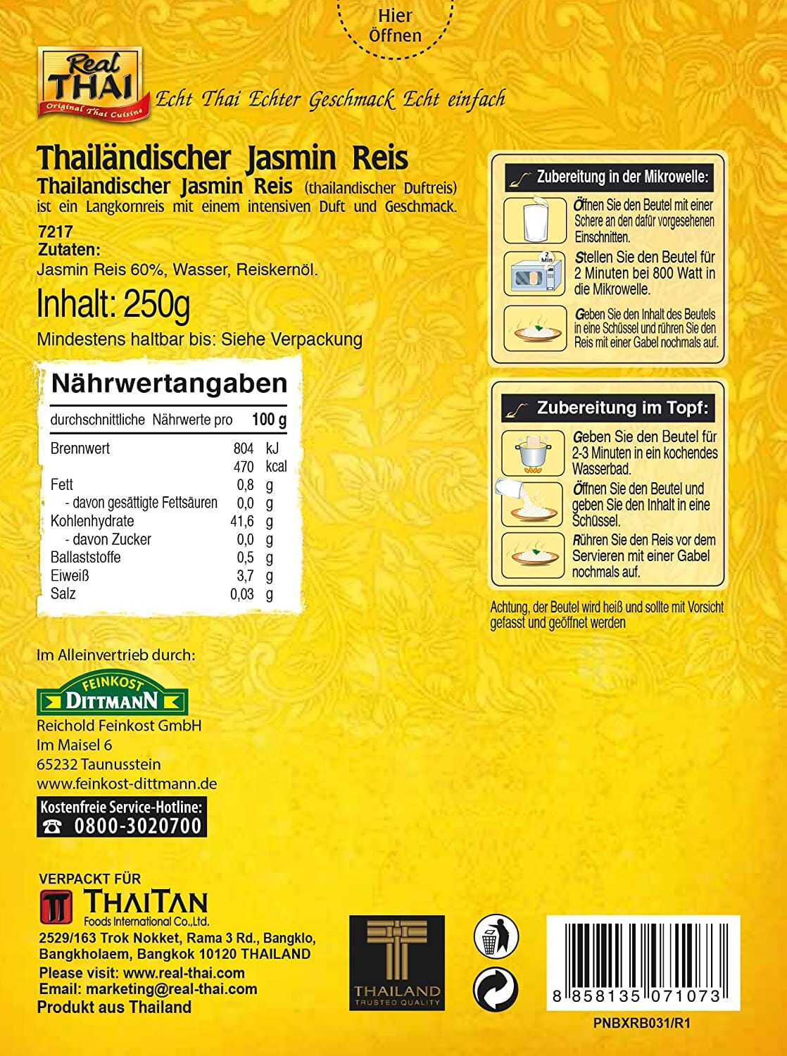 REAL THAI JASMINE RICE 250 GM