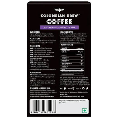 COLOMBIAN BREW COFFE WILD VANILLA 50GM INSTANT COFFEE