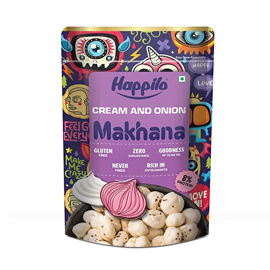 HAPPILO CREAM AND ONION MAKHANA 60GM