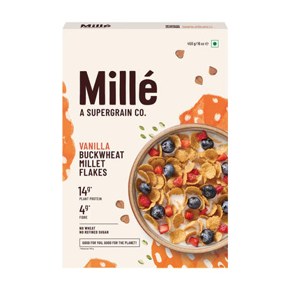 MILLE VANILLA BUCKWHEAT MILLET FLAKES 450G