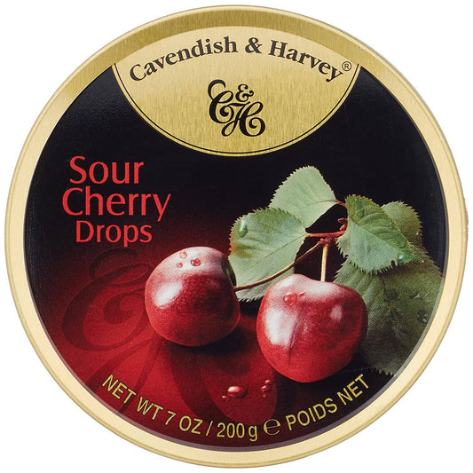 CAVENDISH HARVEY SOUR CHERRY DROPS 200 GM TGO9 